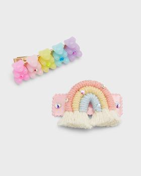 商品Girl's Rainbow & Gummy Bears 2-Piece Hair Clip Set图片