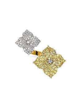 商品Piranesi | Mosaic Two-Tone 18K Gold, Yellow Sapphire, & Diamond Flower Cuff Ring,商家Saks Fifth Avenue,价格¥45448图片