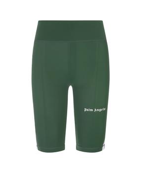 紧身裤, Palm Angels | Woman Dark Green Short Sports Leggings With Logo商品图片 