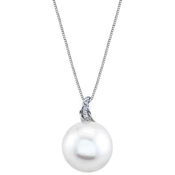 Macy's | Cultured Freshwater Pearl (14mm) & Diamond Accent 18" Pendant Necklace in 10k White Gold,商家Macy's,价格¥7109