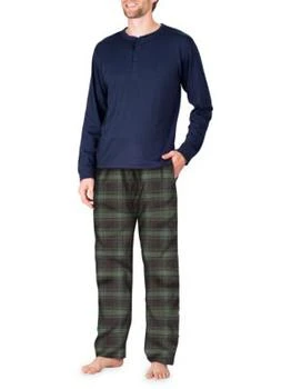 推荐2-Piece Henley Tee & Flannel Pants Pajama Set商品