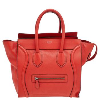 celine tote, [二手商品] Celine | Celine Orange Leather Mini Luggage Tote商品图片 4.7折, 满1件减$100, 满减