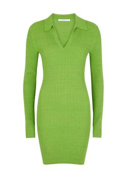 Helmut Lang | Marl green ribbed stretch-knit dress商品图片,