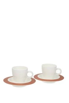 Coffee and Tea bavero set x 2 Porcelain White Copper