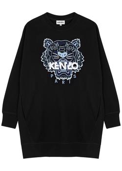 推荐Black tiger-embroidered cotton sweatshirt dress商品