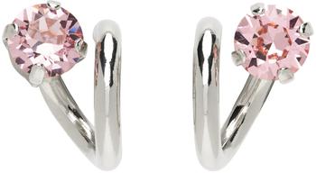 Justine Clenquet | SSENSE Exclusive Silver & Pink Vickie Earrings商品图片,独家减免邮费