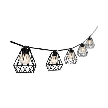 JONATHAN Y | 10-Light Indoor and Outdoor Contemporary Transitional Incandescent G40 Diamond Cage String Lights,商家Macy's,价格¥412