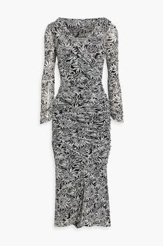 Diane von Furstenberg | Ganesa wrap-effect floral-print stretch-mesh midi dress 5.5折