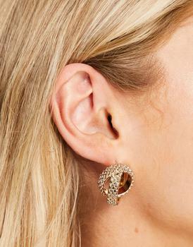 Crossover Culture, River Island | River Island texture crossover stud earrings商品图片 