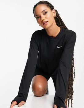 推荐Nike Running Element Dri-FIT crew long sleeve t-shirt in black商品