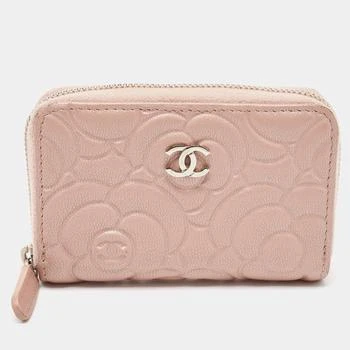 推荐Chanel Pink Camellia Embossed Leather Zip Around Coin Purse商品