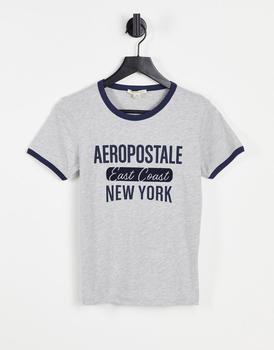 推荐Aeropostale ringer logo t-shirt in grey商品