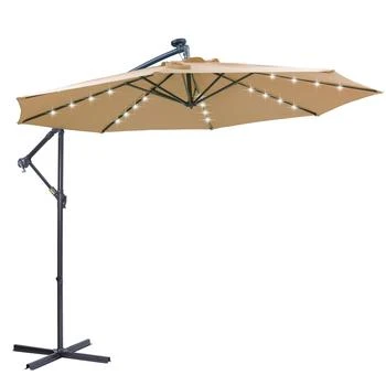 Streamdale Furniture | Streamdale 10 FT Solar LED Patio Outdoor Umbrella Hanging Cantilever Umbrella,商家Premium Outlets,价格¥1835