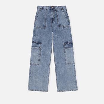推荐Ganni Angi Wide-Leg Crinkled-Denim Jeans商品