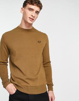 Fred Perry | Fred Perry classic crew neck jumper in stone商品图片,