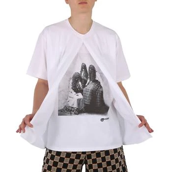 推荐Men's Optic White  Victorian Portrait Print Cotton Oversized T-shirt商品