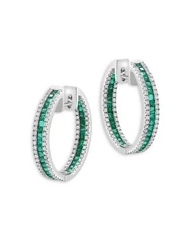 Bloomingdale's | Emerald & Diamond Hoop Earrings in 14K White Gold,商家Bloomingdale's,价��格¥55371
