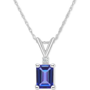 商品Macy's | Tanzanite (1 ct. t.w.) & Diamond Accent 18" Pendant Necklace in 14k Gold or 14k White Gold,商家Macy's,价格¥4258图片