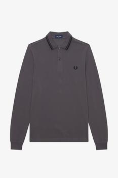 Fred Perry | Fred Perry M3636 Pique Long Sleeve Polo Shirt Gunmetal商品图片,