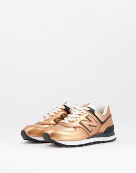 女装new balance 574, New Balance | New Balance 574 metallic trainers in copper gold商品图片 