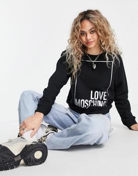 推荐Love Moschino box logo sweatshirt in black商品