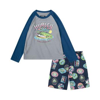 商品Toddler Boys Travel Patch Long Sleeve Top and Shorts Swim Set, 2 Piece,商家Macy's,价格¥322图片