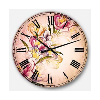 商品Floral Oversized Round Metal Wall Clock图片