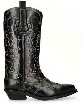 Ganni | 40mm Mid Shaft Embroidered Western Boots 额外7折, 额外七折