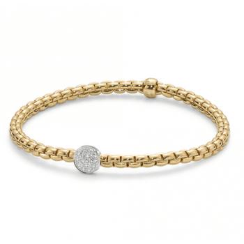 商品FOPE | Fope Eka Tiny 18Ct Yellow Gold Flexit Bracelet With Diamond Pave,商家Jomashop,价格¥32913图片