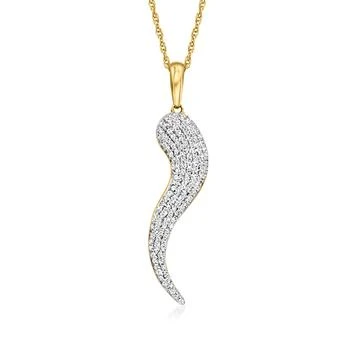 Ross-Simons | Ross-Simons Pave Diamond Italian Horn Pendant Necklace in 18kt Gold Over Sterling,商家Premium Outlets,价格¥1846