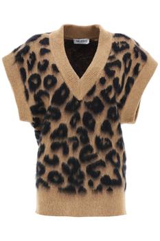推荐The attico wool and mohair blend leopard pullover vest商品