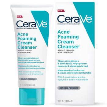 CeraVe | Acne Foaming Cream Face Cleanser for Sensitive Skin商品图片,6.2折, 包邮包税, 独家减免邮费