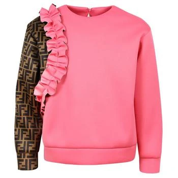 推荐Contrasting FF Side Ruffle Sweatshirt Pink商品