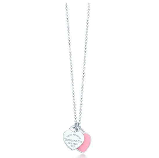 推荐（瑕疵氧化）Mini Return to Tiffany double heart tag light pnk, 16" MINI 美国官网参考价$250商品