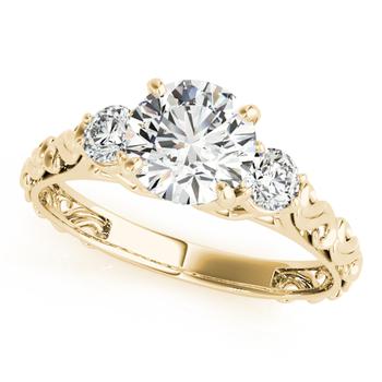 商品14k Yellow Gold 0.50 Carat Diamond Three Stone Engagement Ring图片