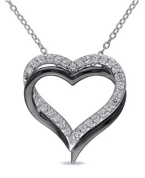 Macy's | Lab Grown White Sapphire (5/8 ct. t.w.) Sterling Silver, Heart Necklace,商家Macy's,价格¥643