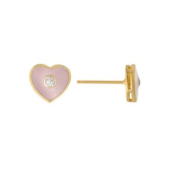 Giani Bernini | Clear Cubic Zirconia and Pink Enameled Heart Stud Earrings商品图片,2.5折