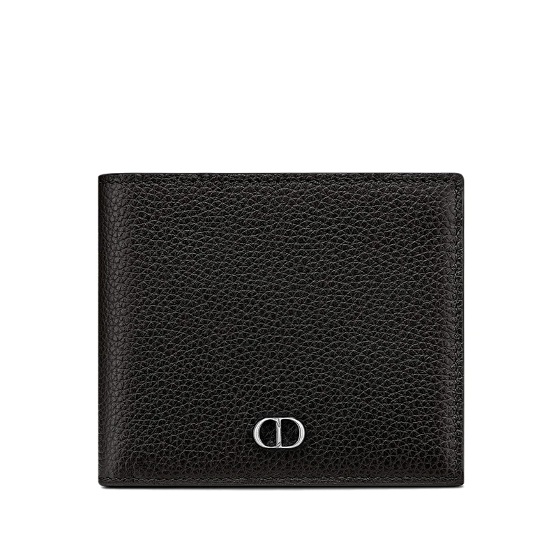 Dior | DIOR/迪奥 21年春夏款 男士黑色粒面小牛皮CD标志双折短款钱包 7.7折, 包邮包税, 独家减免邮费