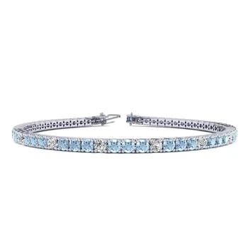 SSELECTS | 3 1/2 Carat Aquamarine And Diamond Graduated Tennis Bracelet In 14 Karat White Gold, 6 1/2 Inches,商家Premium Outlets,价格¥12360