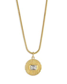 商品Luv AJ | Le Signe Cubic Zirconia Ridged Disc Pendant Necklace in 14K Gold Plated, 16"-18",商家Bloomingdale's,价格¥293图片