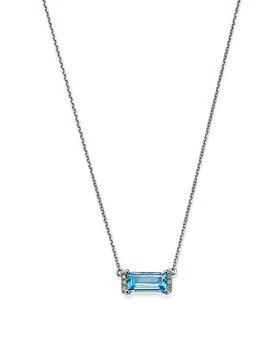 Bloomingdale's | Blue Topaz & Diamond Accent Bar Necklace in 14K White Gold, 16-18" - 100% Exclusive,商家Bloomingdale's,价格¥2522
