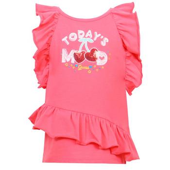 推荐Coral Pink Todays Mood Slogan T Shirt商品
