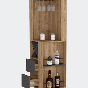 FM Furniture | Ziton Corner Bar Cabinet, Two External Shelves, Two Drawers, Four Wine Compartments,商家Verishop,价格¥3736