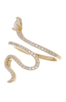 product 14K Gold Plated Swarovski Crystal Accented Winding Snake Ring image