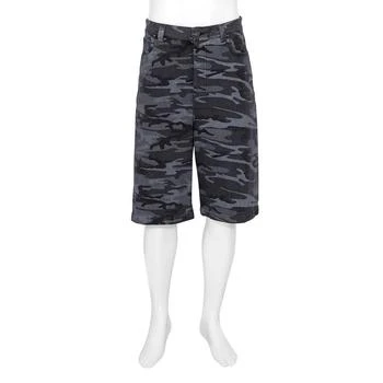 推荐Men's Washed Black Camou Printed Bermuda Shorts商品