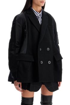 Sacai WOOL MELTON X NYLON TWILL QUILTED COAT - Coats