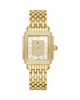 Michele | Limited Edition Deco Madison Mid 18K Gold-Plated Diamond Watch, 29mm x 31mm商品图片,额外9.5折, 额外九五折