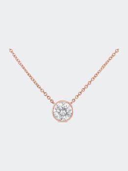 商品2 Micron 14K Sterling Silver Bezel-Set Diamond Solitaire Pendant Necklace Rose (Pink)图片
