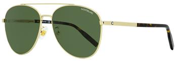 万宝龙眼镜代购, MontBlanc | Montblanc Men's  Sunglasses MB0081SK 002 Gold/Havana 61mm商品图片 7.5折