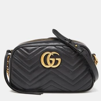 Gucci | Gucci Black Matelassé Leather Small GG Marmont Camera Bag 